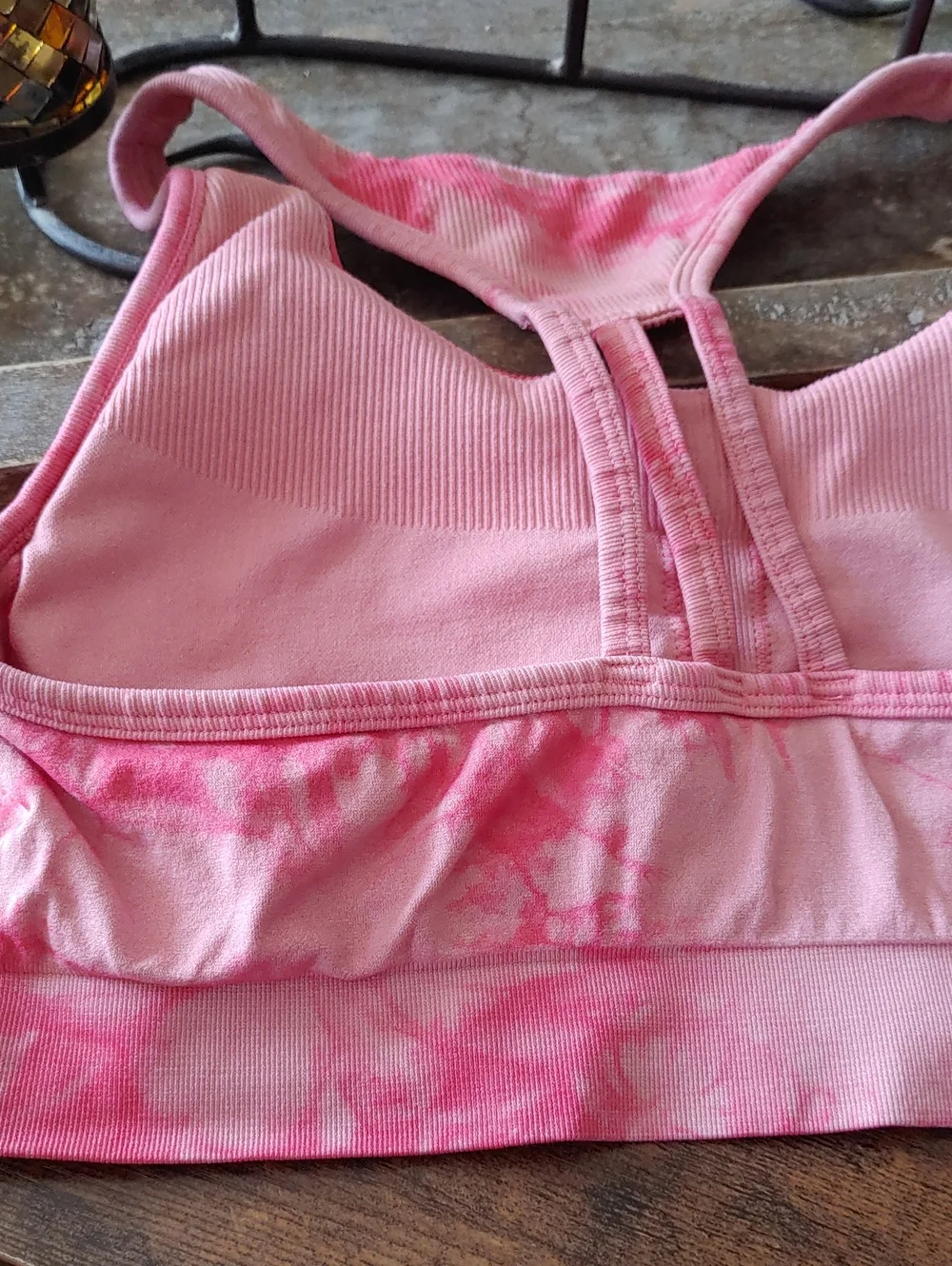 Pink Tye Dye MTA Pro XL Padded Wirefree Sexy Strappy Sports Bra